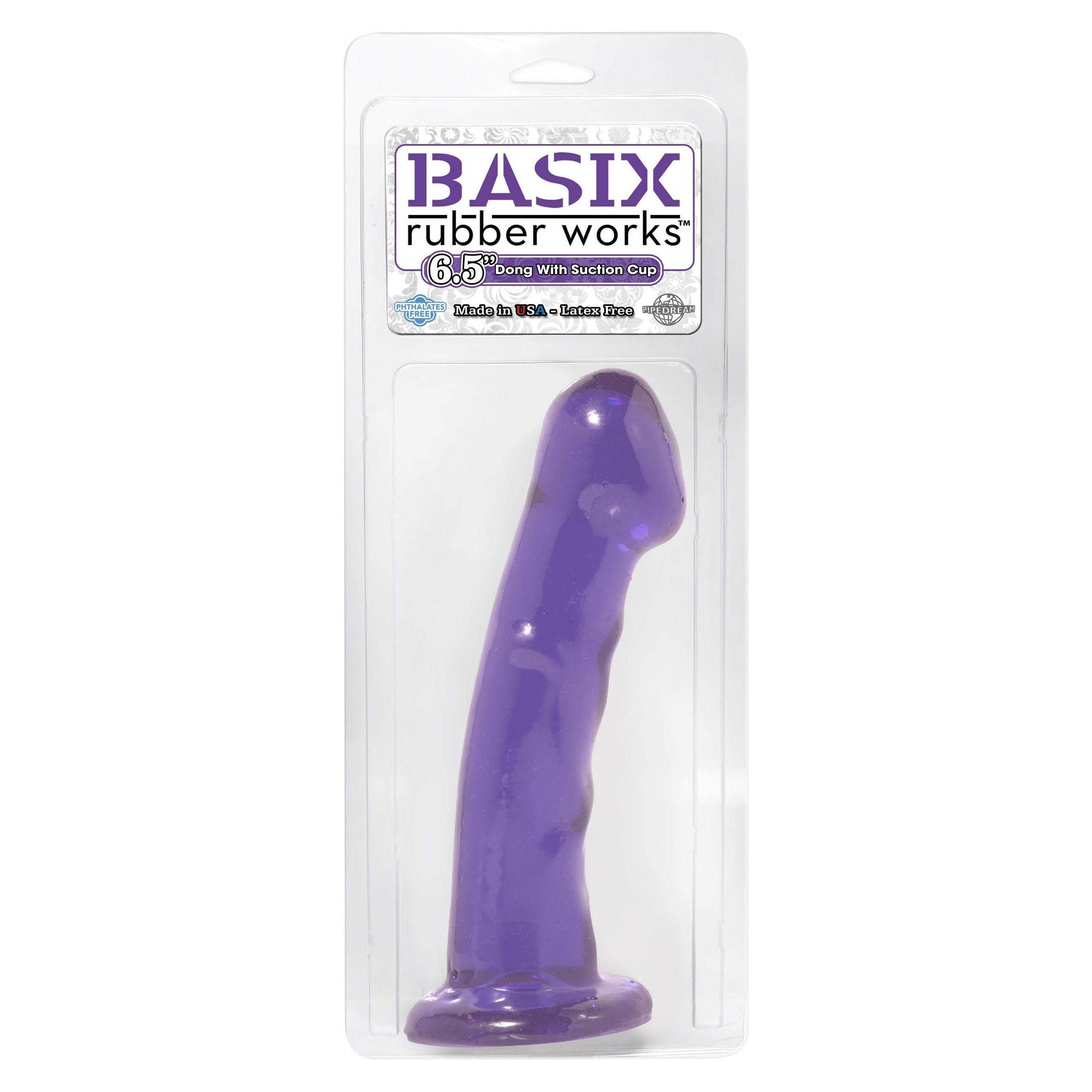 pipedream - Basix Rubber Works - Dong with Suction Cup - 6.5" - Purple