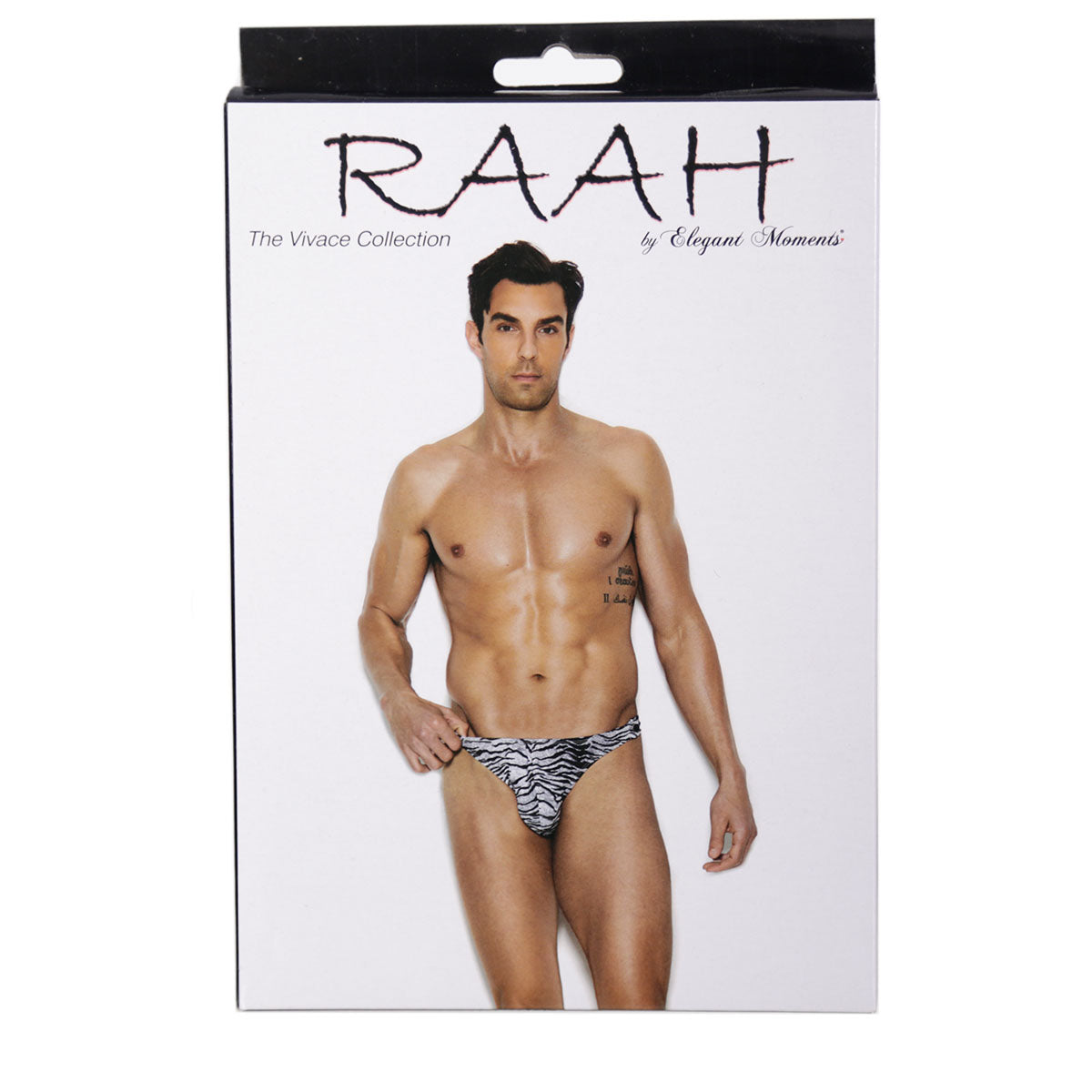 Elegant Moments - Raah - String pour hommes avec fermeture à boutons-pression latéraux - Zèbre - S/M