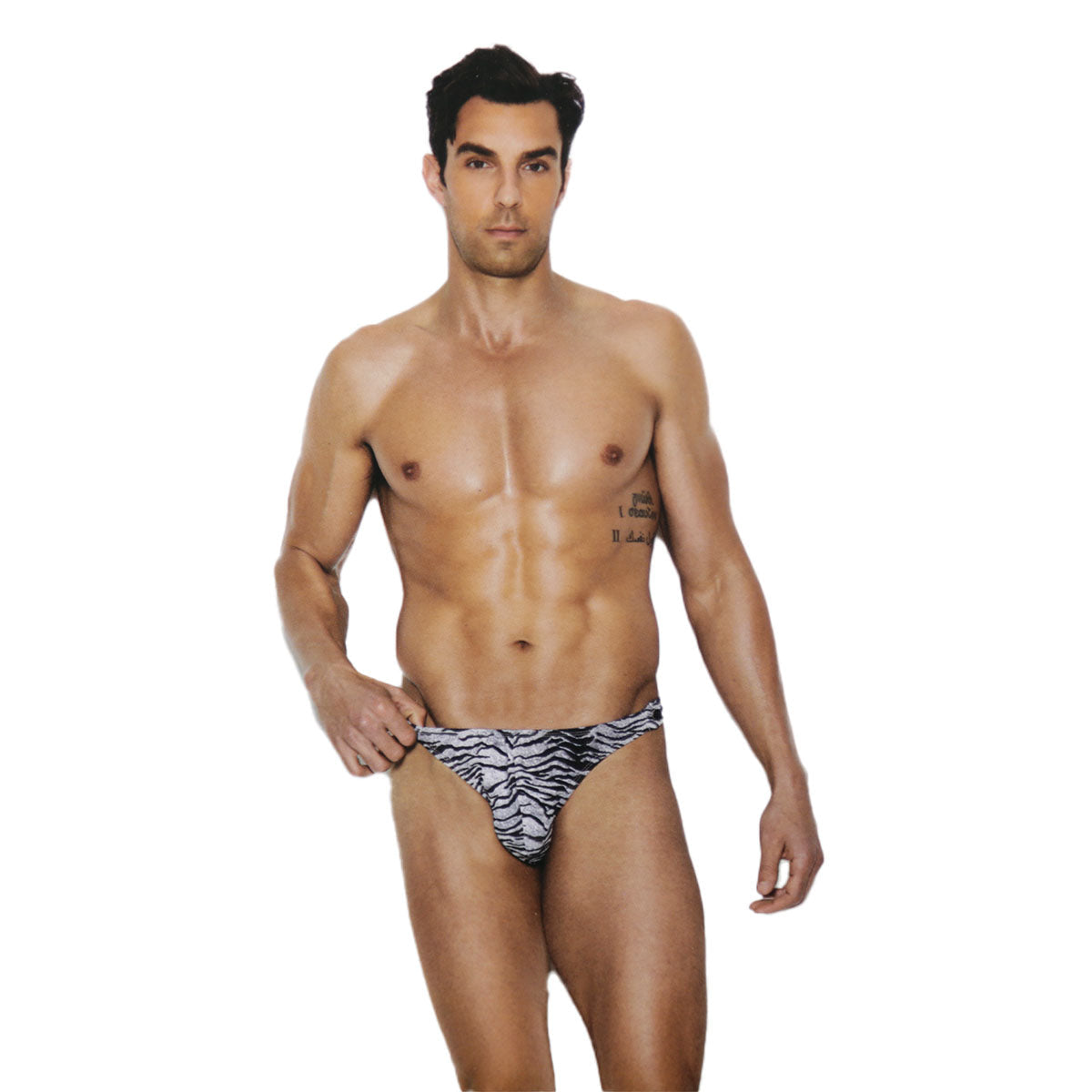 Elegant Moments - Raah - String pour homme à boutons-pression latéraux - Zèbre - L/XL
