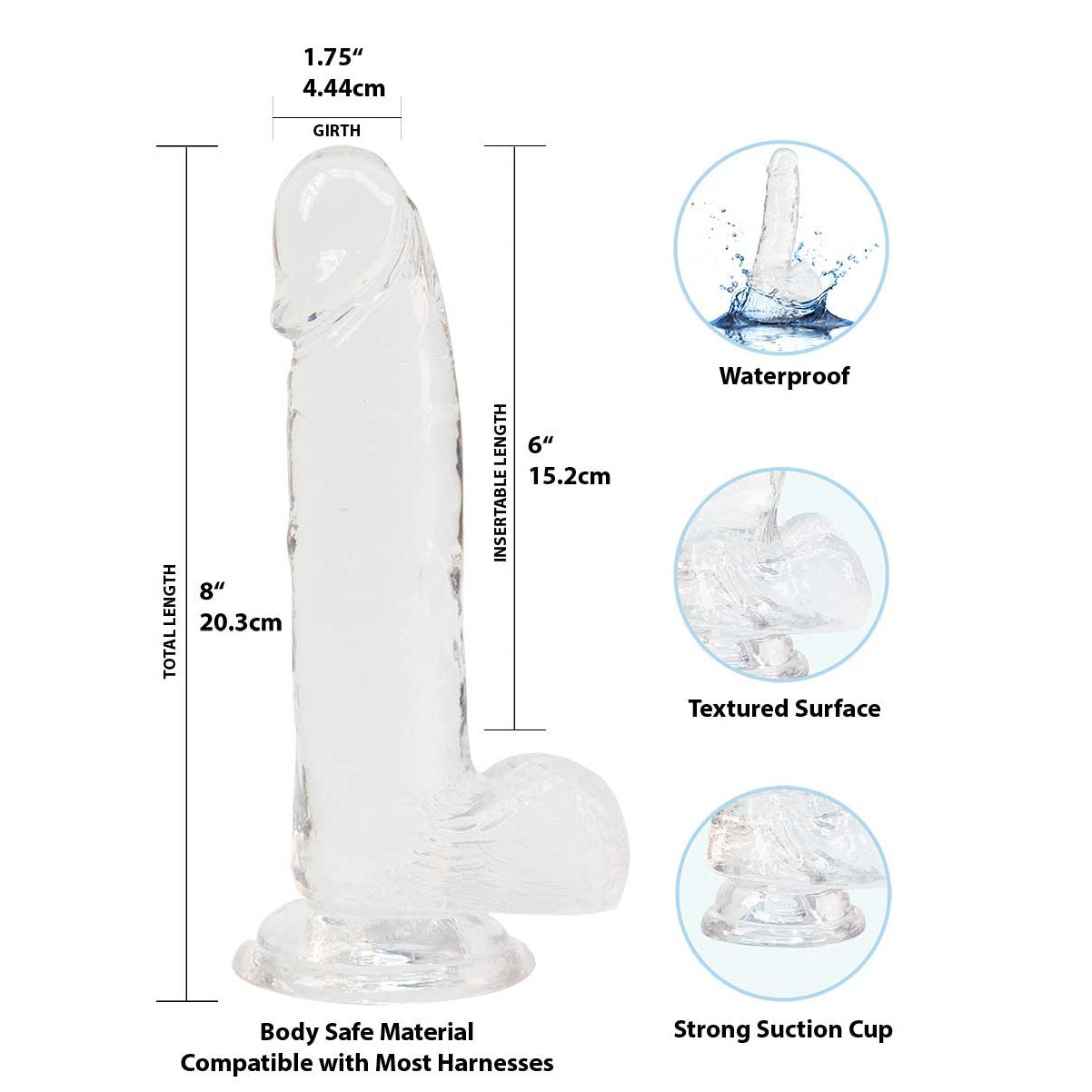 Addiction - Crystal Addiction - Clear 8" Dildo with Balls