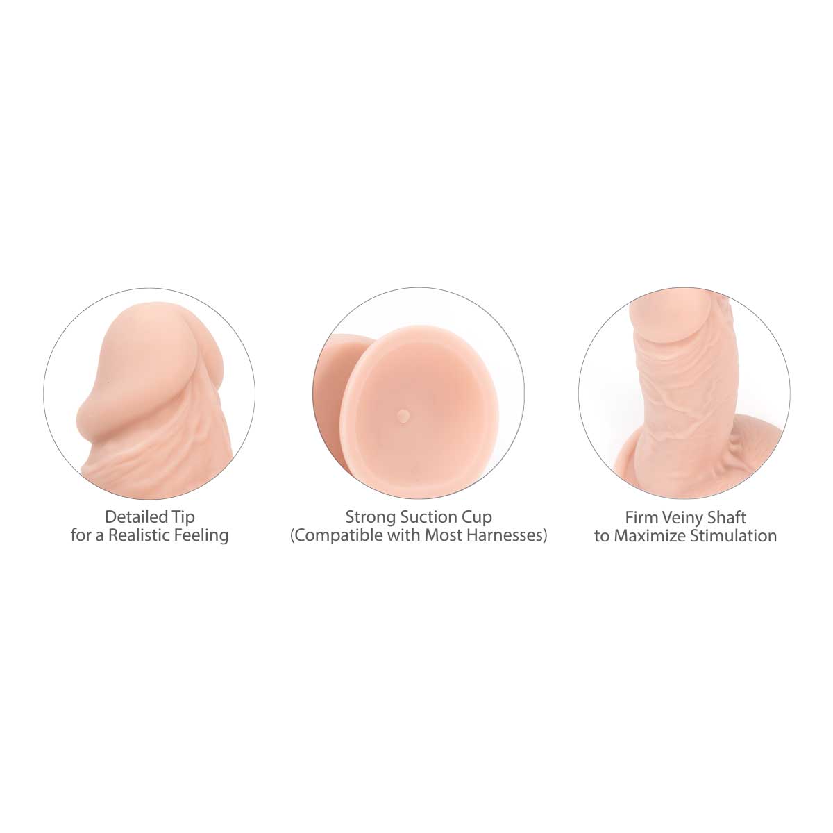 Pure Love® - Godemichet réaliste en silicone avec testicules de 19 cm – Beige