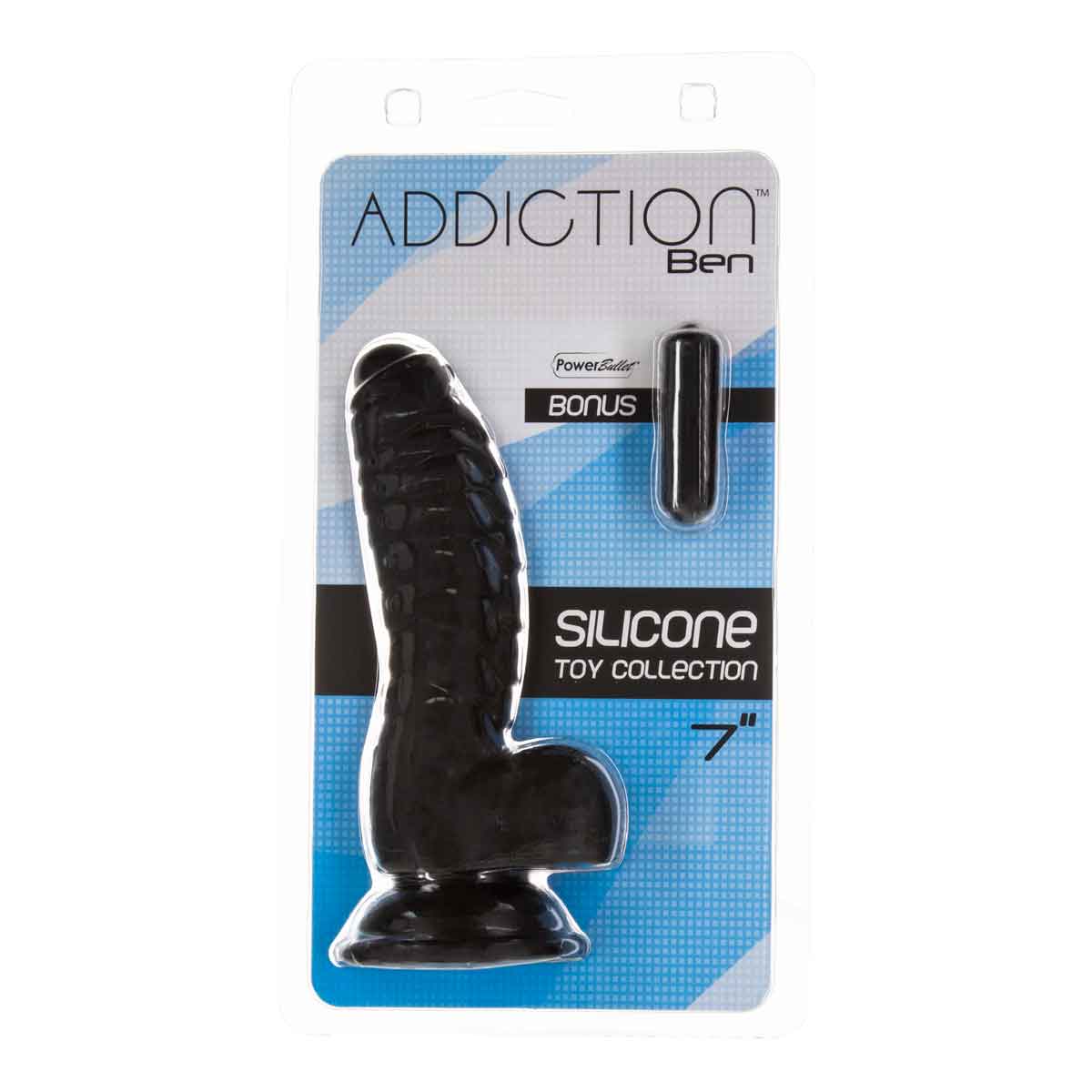 Addiction - Ben 7" Dildo With Balls - Black