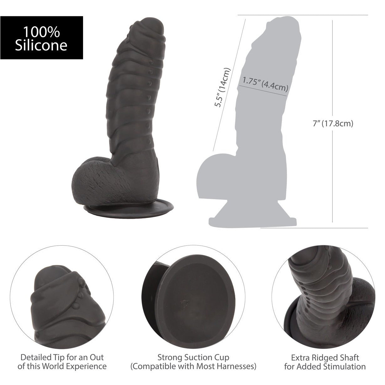 Addiction - Ben gode ceinture 18 cm avec boules - Noir