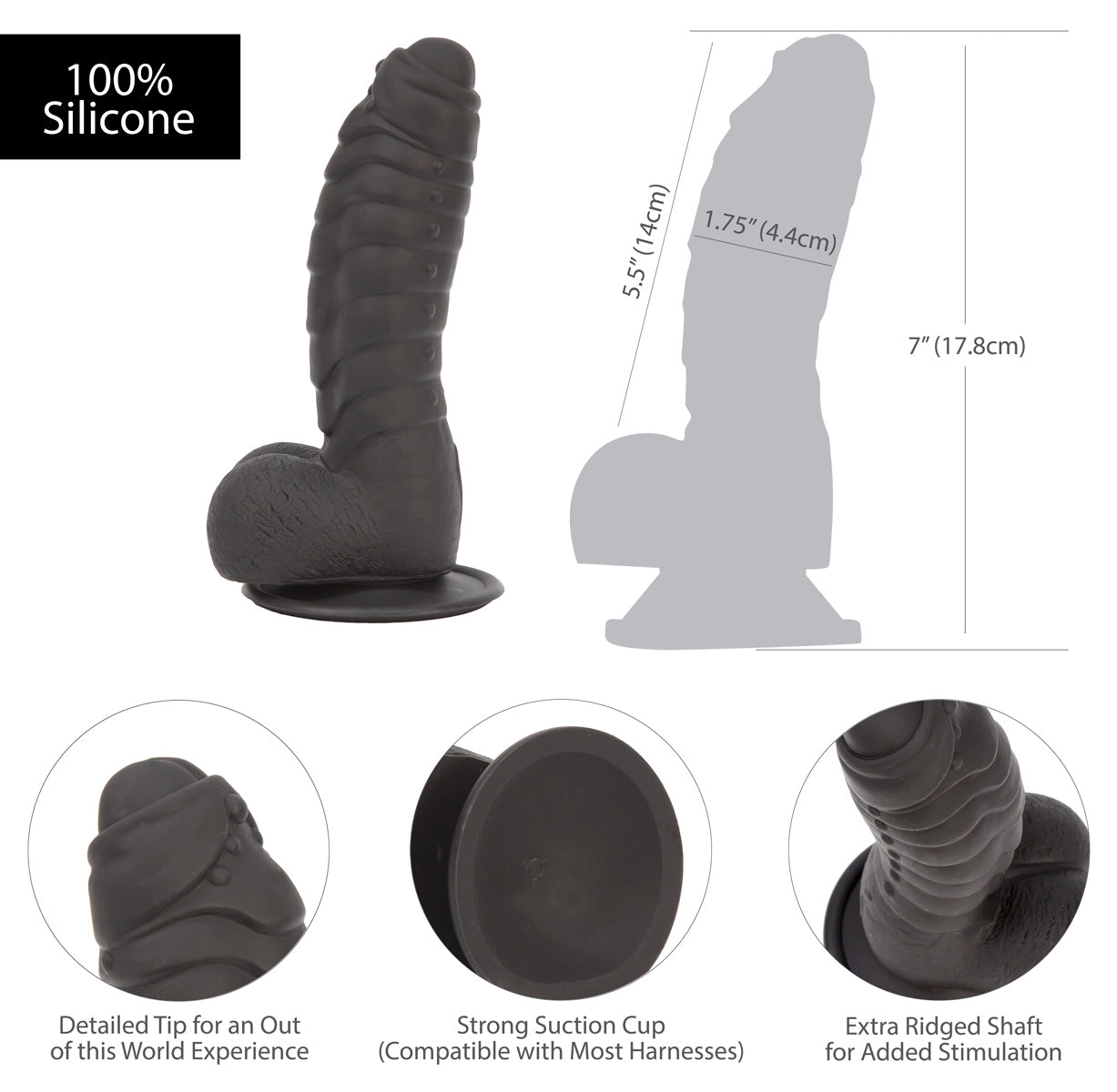 Addiction - Ben 7" Dildo With Balls - Black
