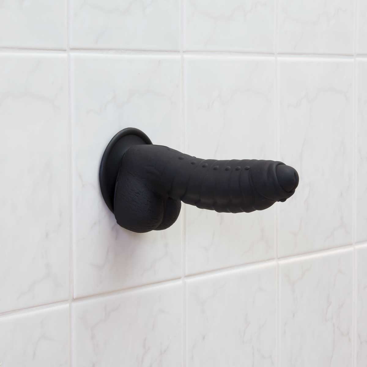 Pure Love® - Godemichet Fantaisie en Silicone avec Base Ventouse – 17,78 cm – Noir
