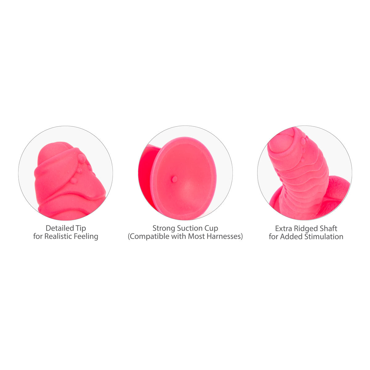 Pure Love® - Godemichet Fantasy en Silicone avec Ventouse – 17,8 cm – Rose Vif