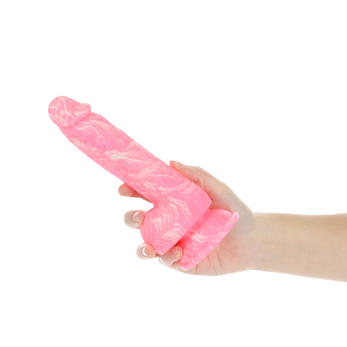 Addiction - Brandon Godemichet phosphorescent avec boules de 19 cm - Rose