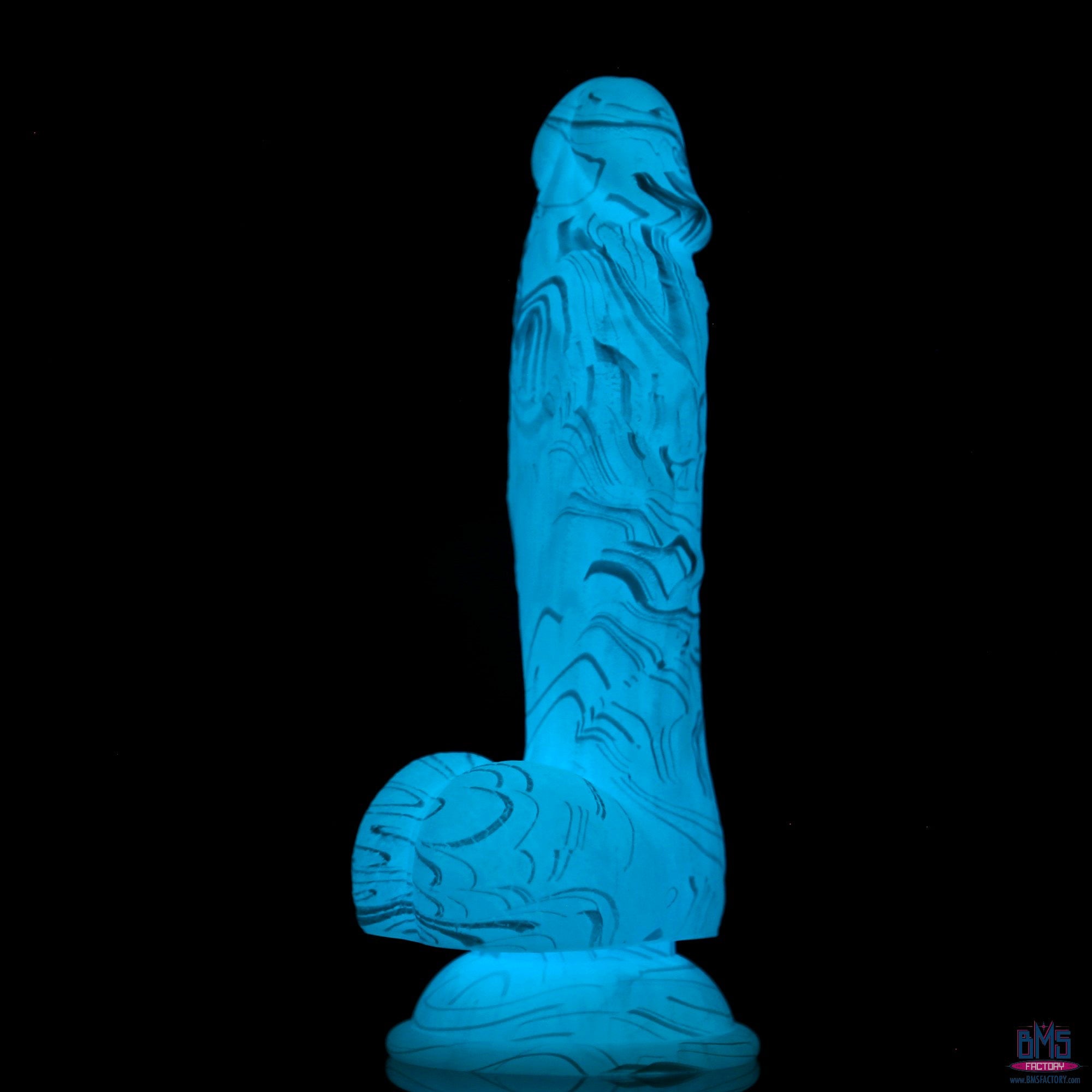 ADDICTION - Luke Glow in the Dark Dildo With Balls - 7.5" - Blue