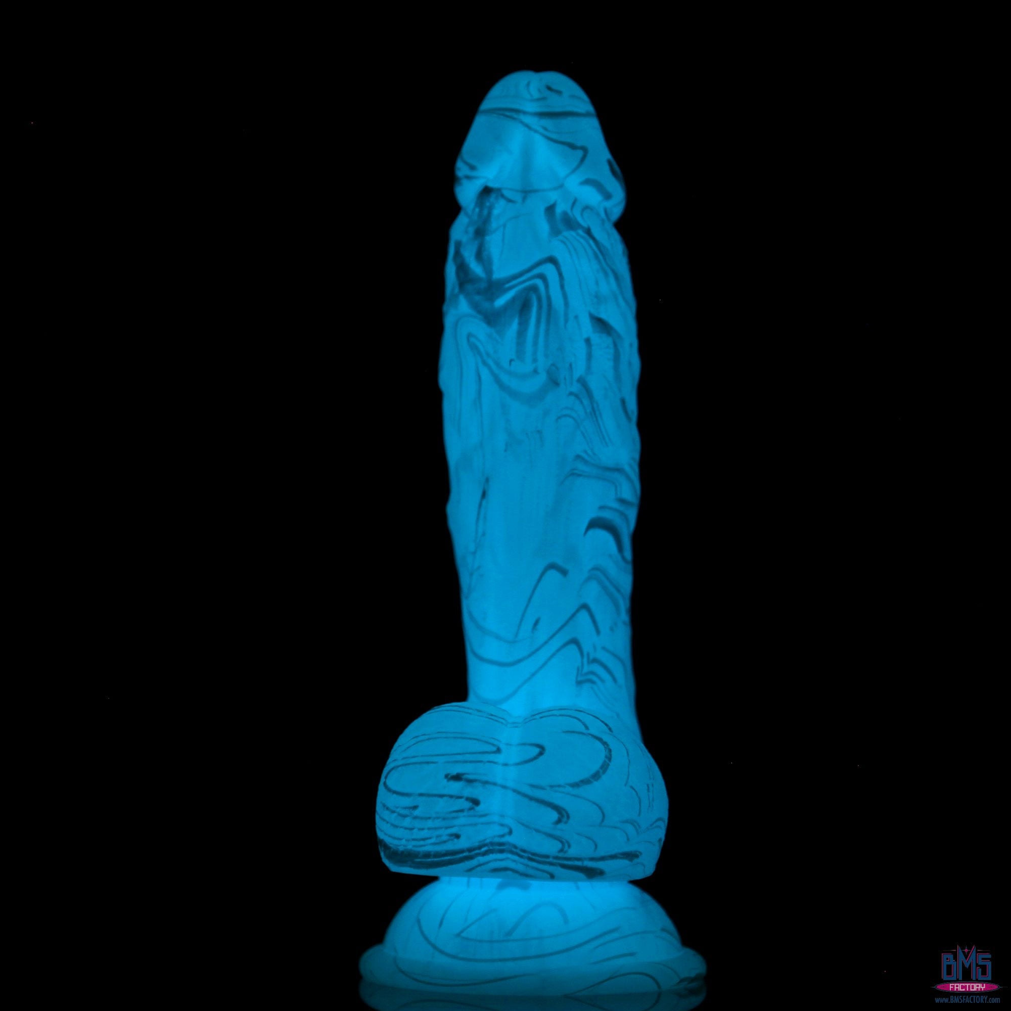 ADDICTION - Luke Glow in the Dark Dildo With Balls - 7.5" - Blue