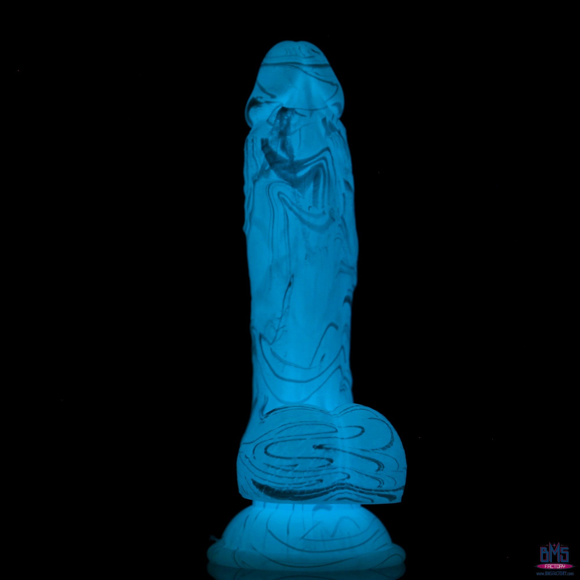 ADDICTION - Luke Glow in the Dark Dildo With Balls - 7.5" - Blue
