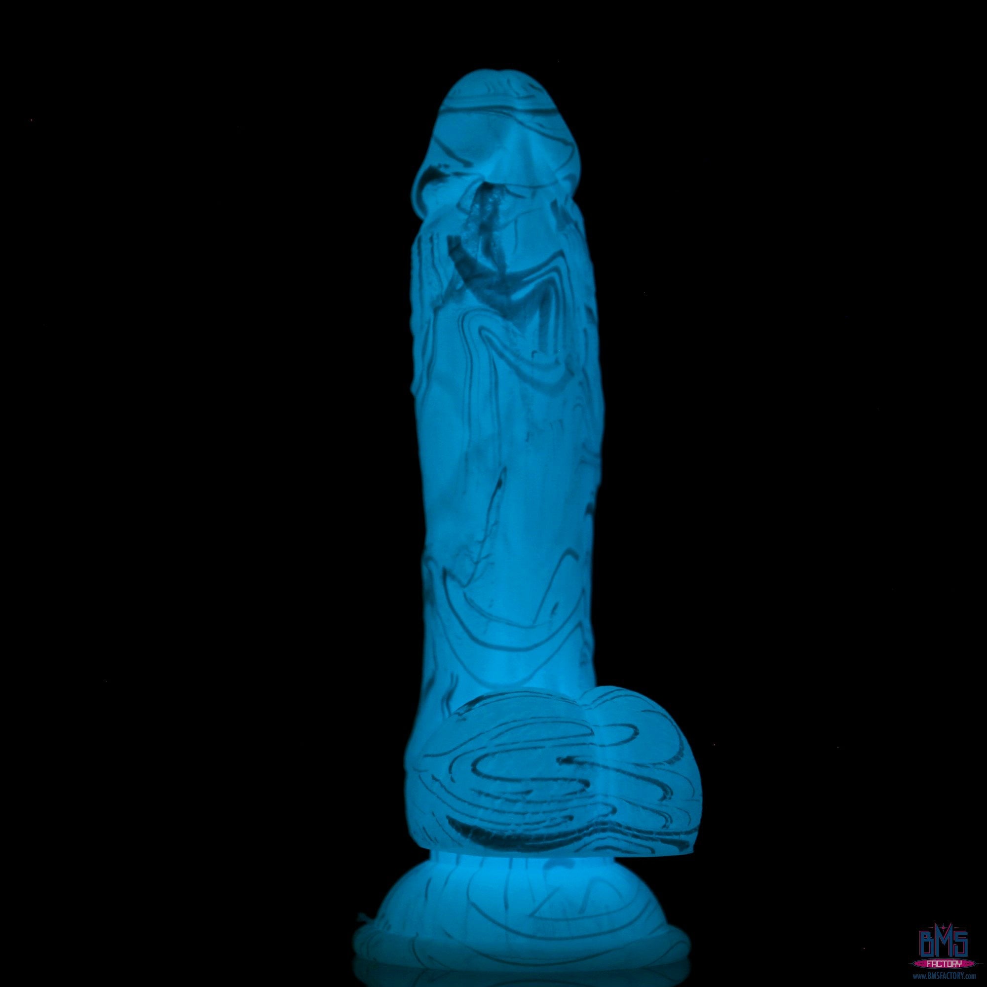 ADDICTION - Luke Glow in the Dark Dildo With Balls - 7.5" - Blue