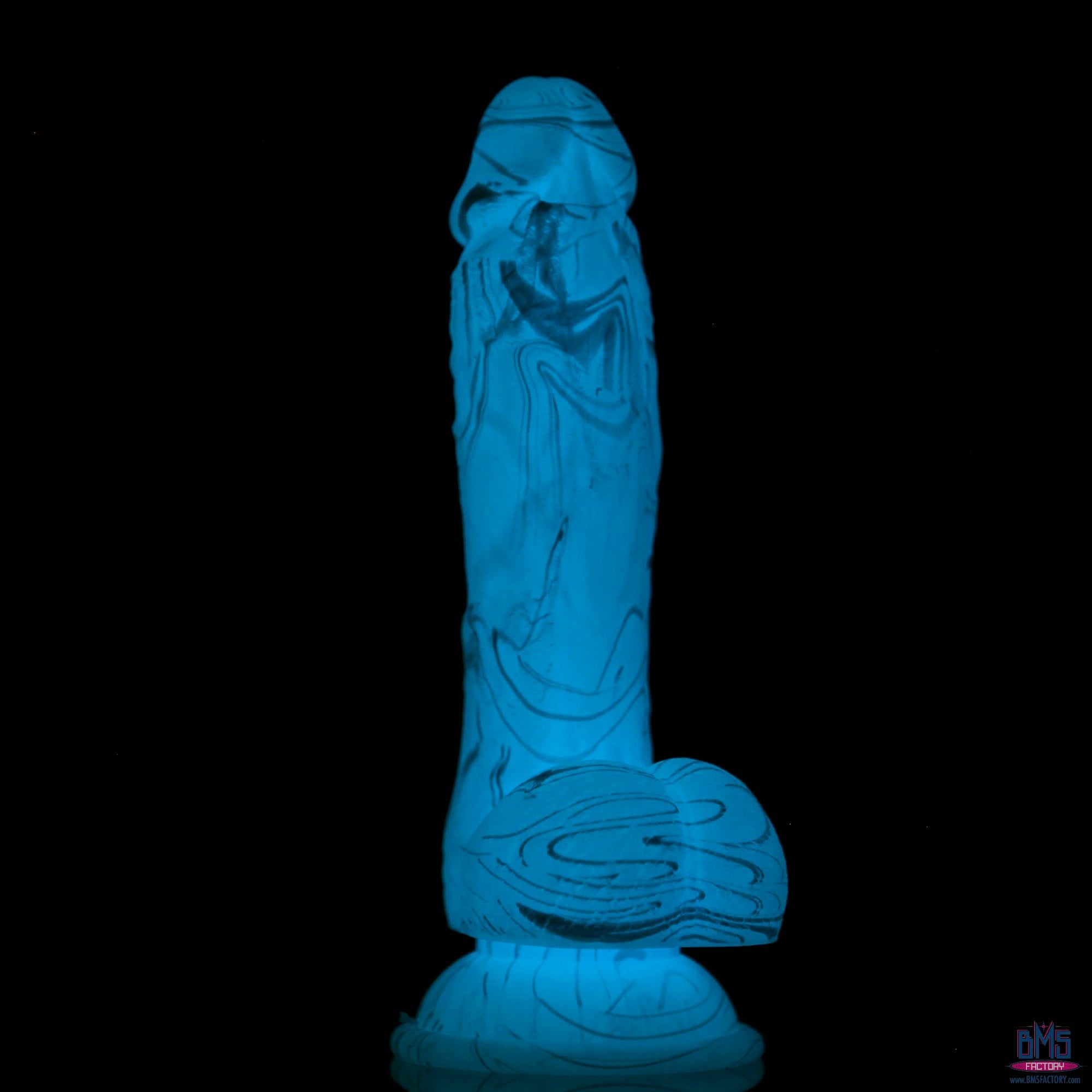 ADDICTION - Luke Glow in the Dark Dildo With Balls - 7.5" - Blue
