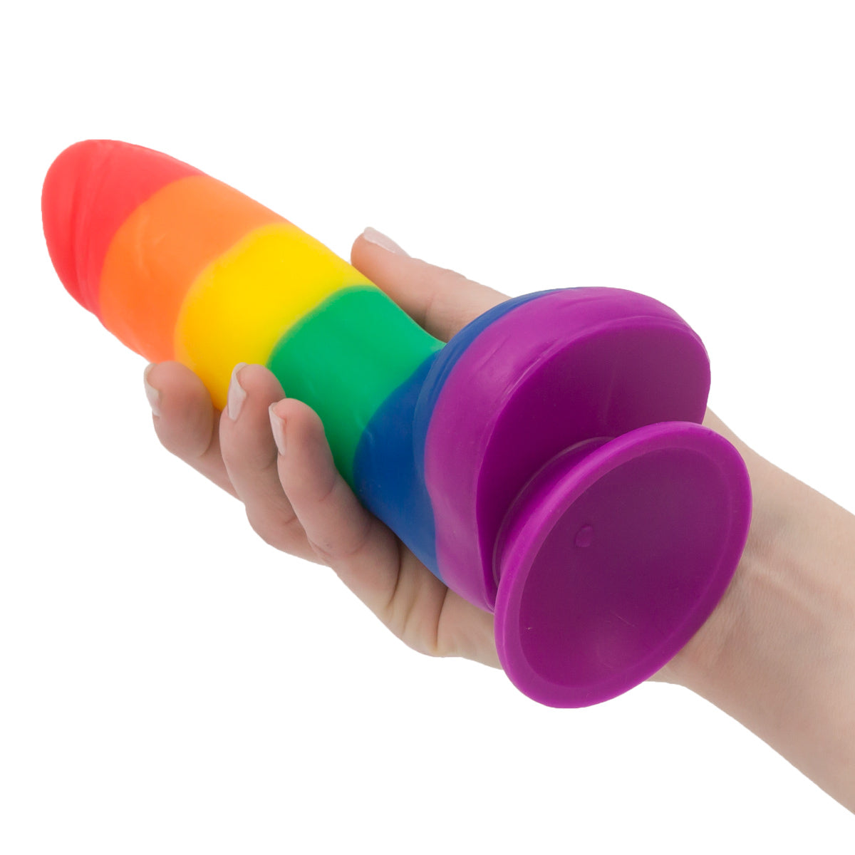 Pure Love® - Godemichet en silicone arc-en-ciel avec base ventouse – 20,3 cm