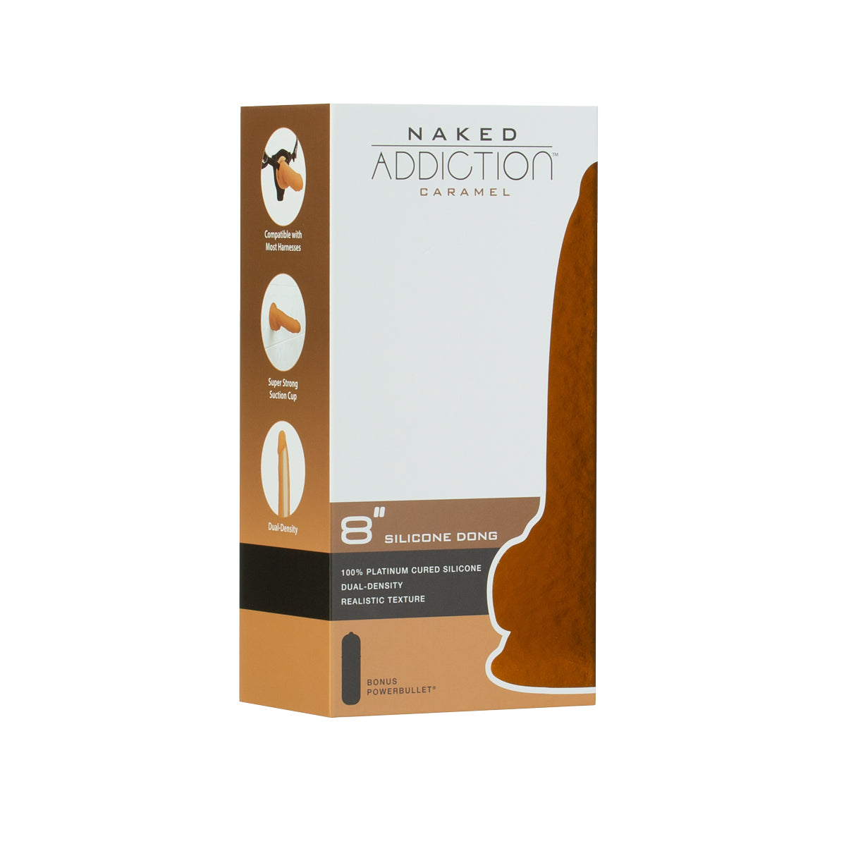 Naked Addiction - Godemichet en silicone à double densité de 20 cm - Caramel
