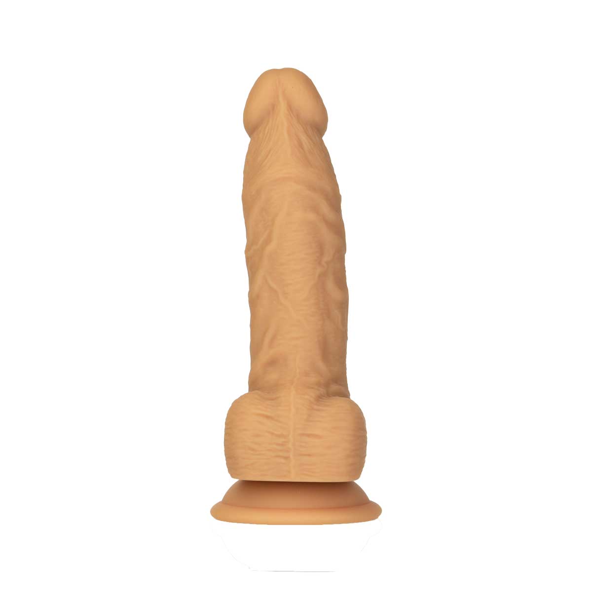 NAKED ADDICTION - Rotating & Vibrating Silicone Dong with Remote - 8" - Caramel