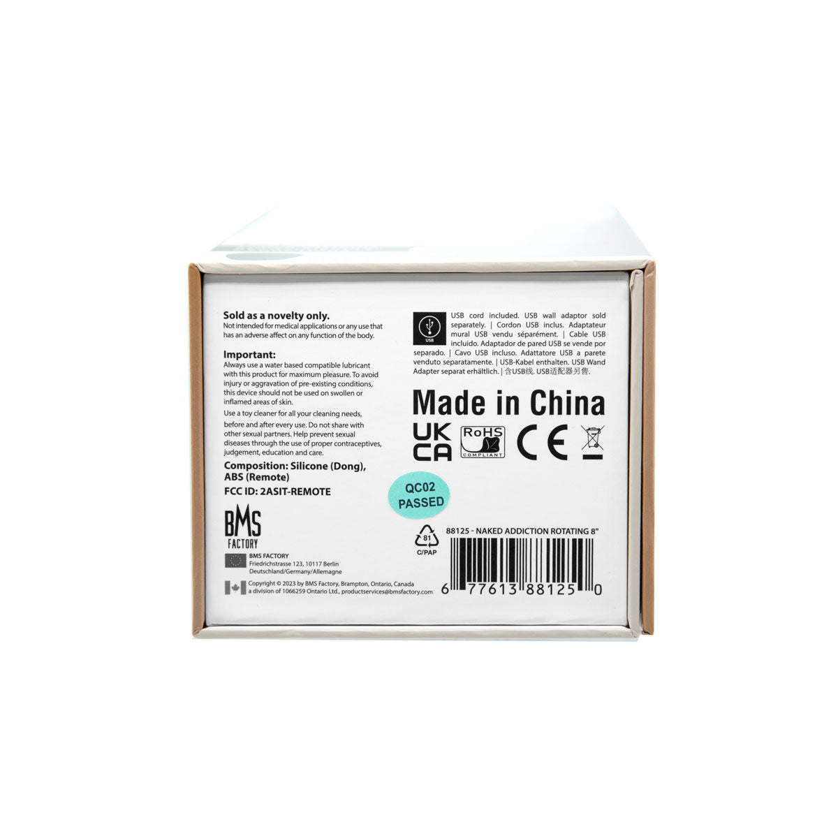 Naked Addiction - 8" Rotating & Vibrating Dildo with Remote - Vanilla