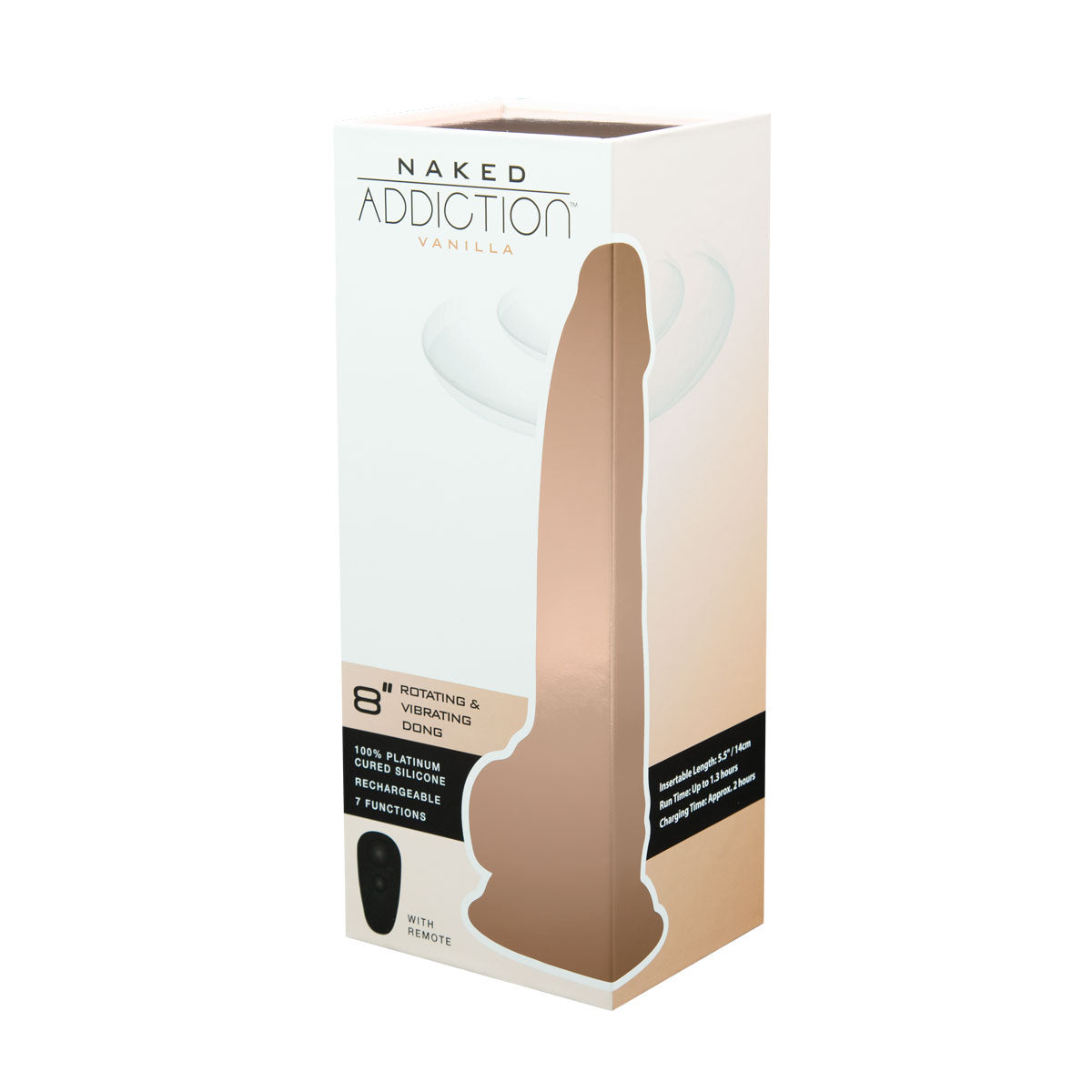 Naked Addiction - 8" Rotating & Vibrating Dildo with Remote - Vanilla