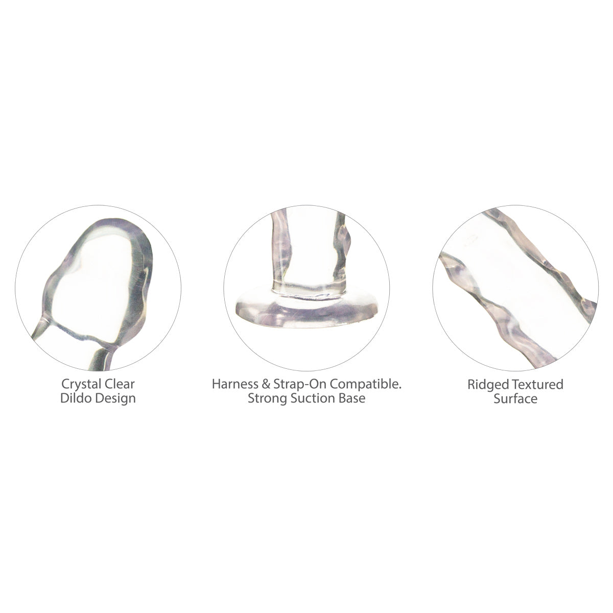 Pure Love® - Dildo with Ultra-Raised Ridges & Suction Cup - 7" - Clear