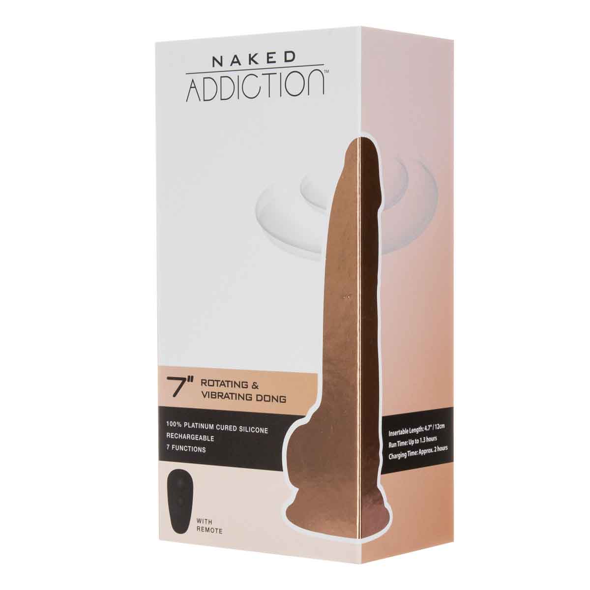 Naked Addiction - Godemichet Rotatif et Vibrant de 18 cm avec Télécommande - Beige