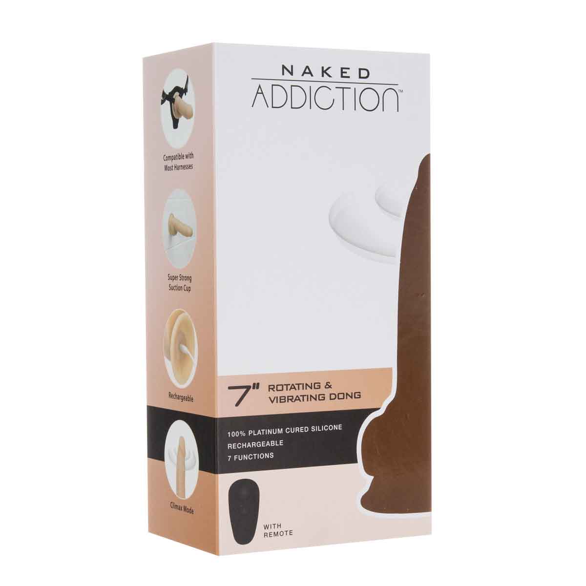 Naked Addiction - Godemichet Rotatif et Vibrant de 18 cm avec Télécommande - Beige