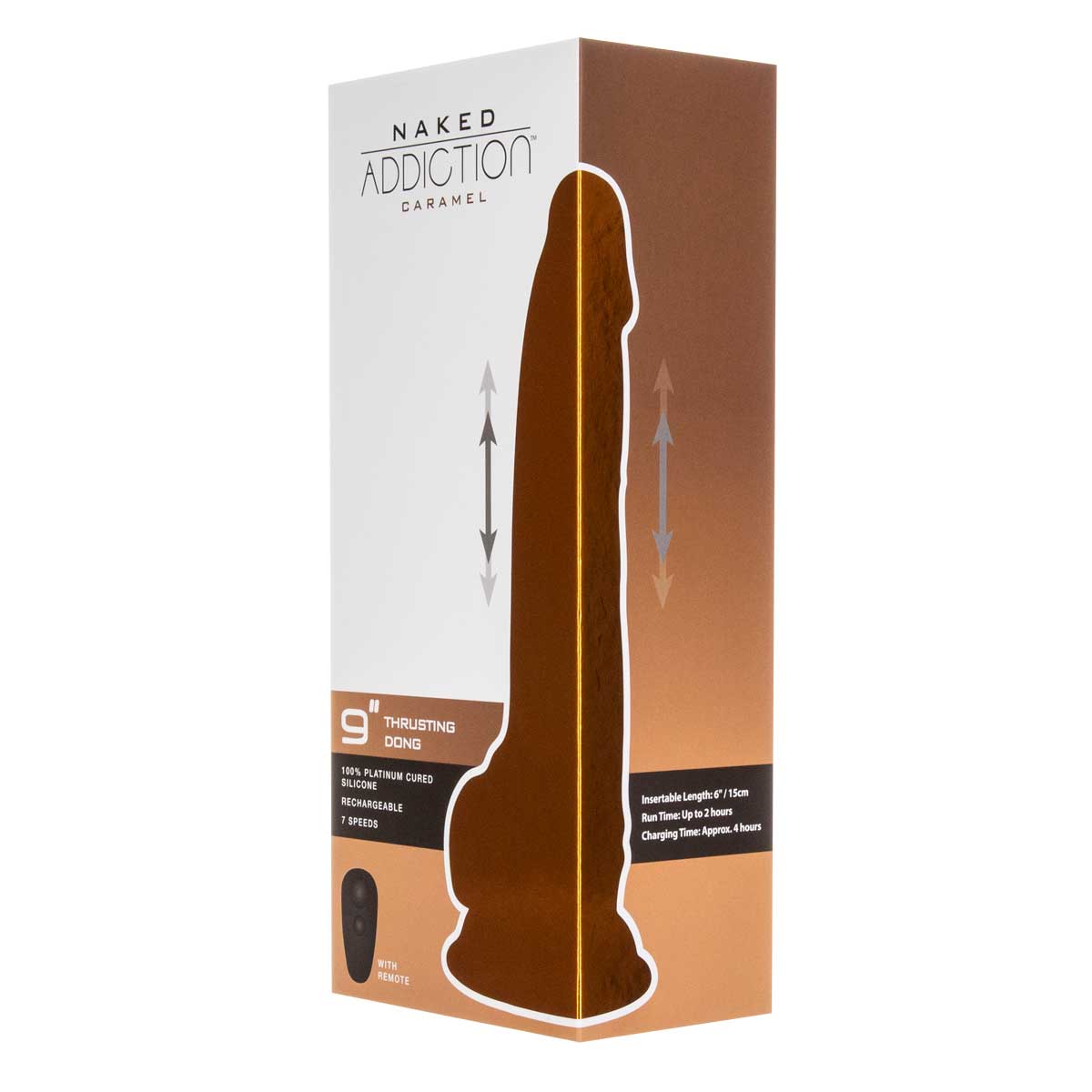 NAKED ADDICTION - Thrusting Silicone Dong with Remote - 9" - Caramel