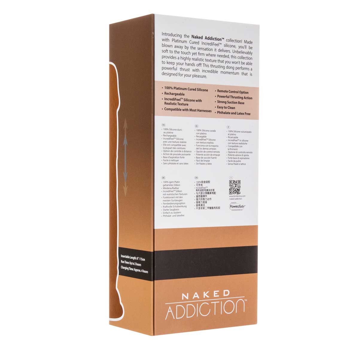 NAKED ADDICTION - Thrusting Silicone Dong with Remote - 9" - Caramel