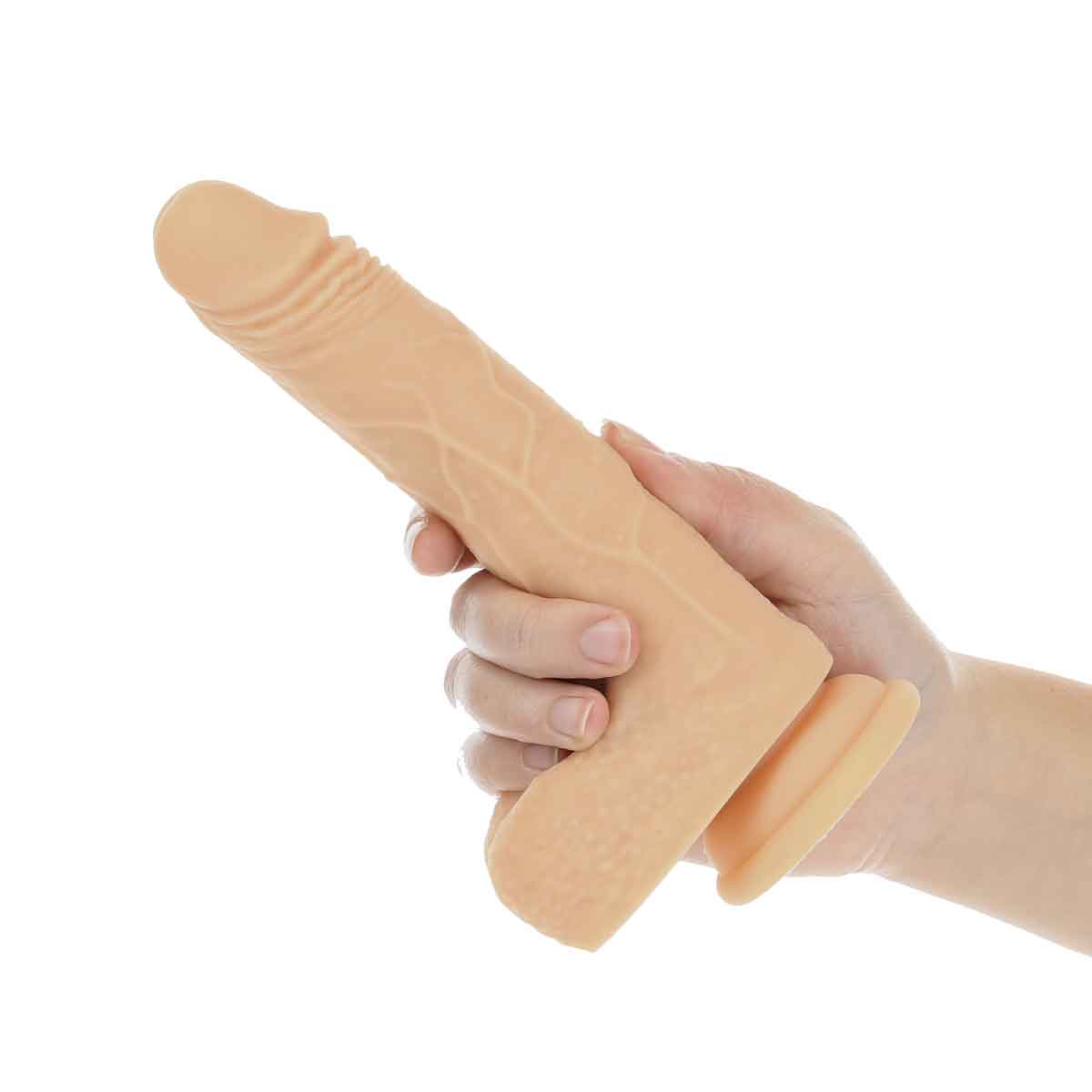 NAKED ADDICTION - Rotating & Thrusting Vibrating Silicone Dong with Remote - 7.5" - Vanilla