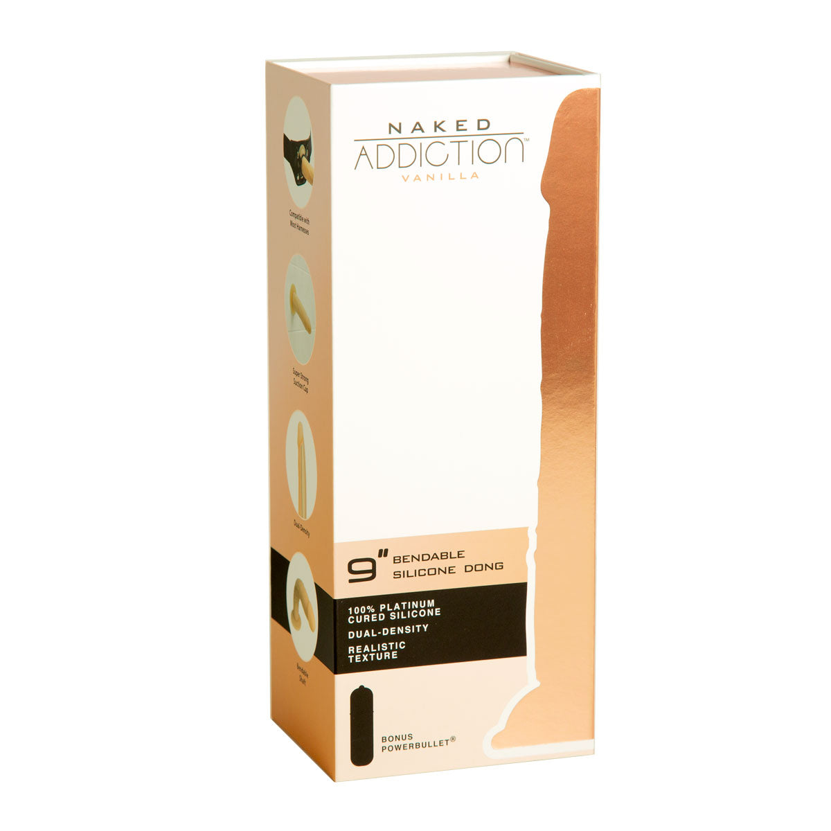 Naked Addiction - Godemichet courbé double densité en silicone de 23 cm - Vanille