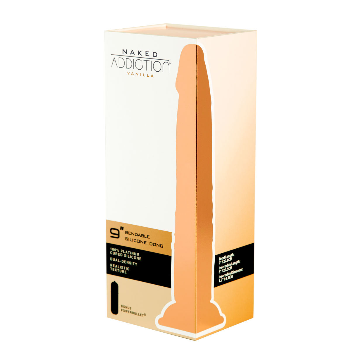 Naked Addiction - Godemichet courbé double densité en silicone de 23 cm - Vanille