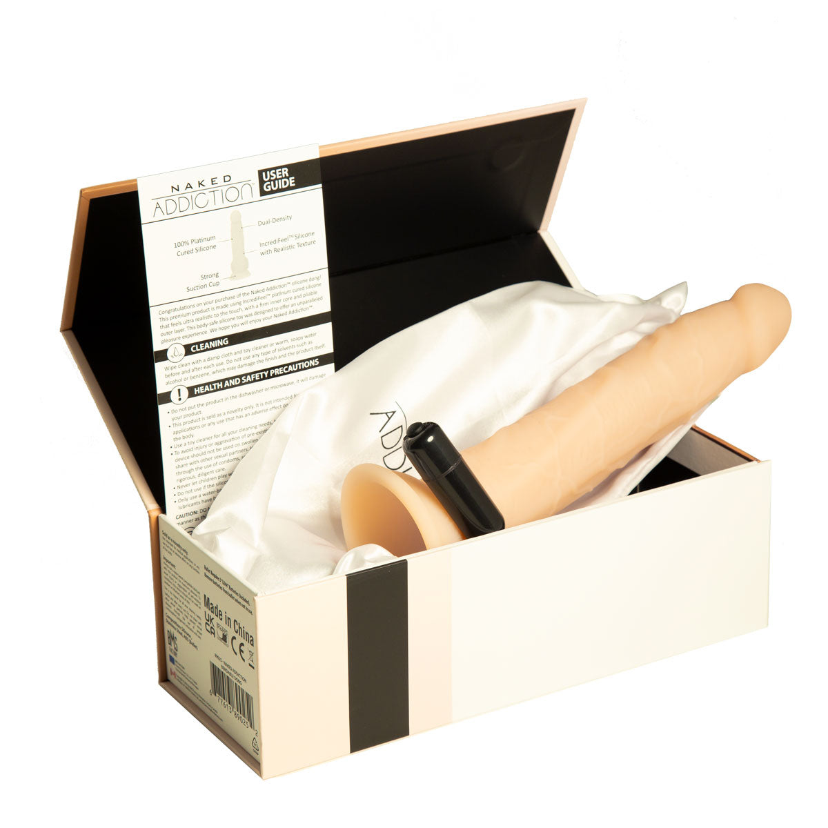 Naked Addiction - Godemichet courbé double densité en silicone de 23 cm - Vanille