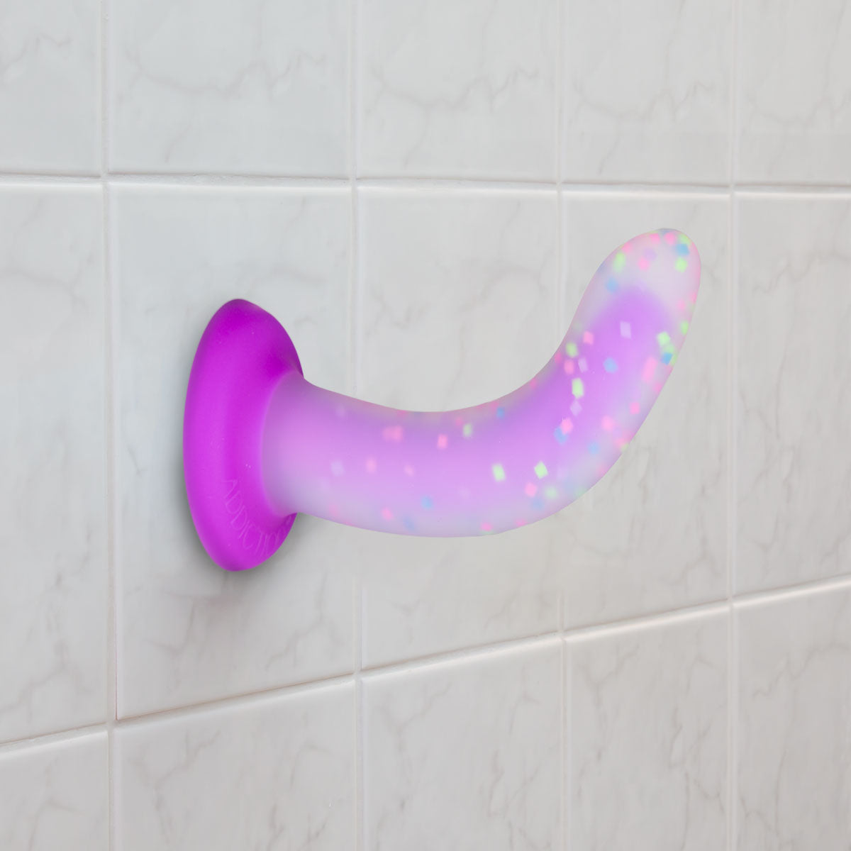 Rave by Addiction - 8" Bendable Glow in the Dark Dildo - Purple Confetti