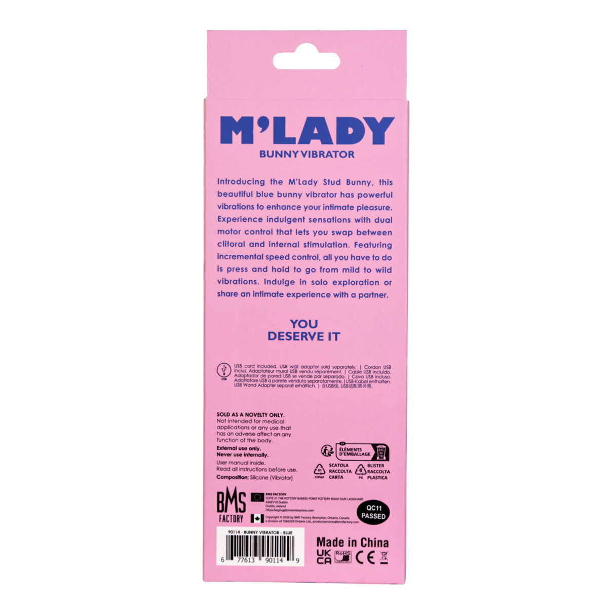 M’Lady Stud Bunny Vibrator - Blue