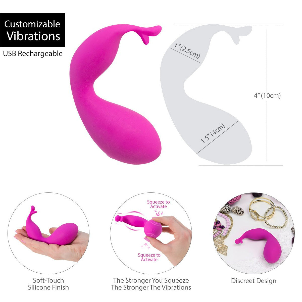 Swan - Kiss - Squeeze Control Clitoral Stimulator - Rechargeable - Pink