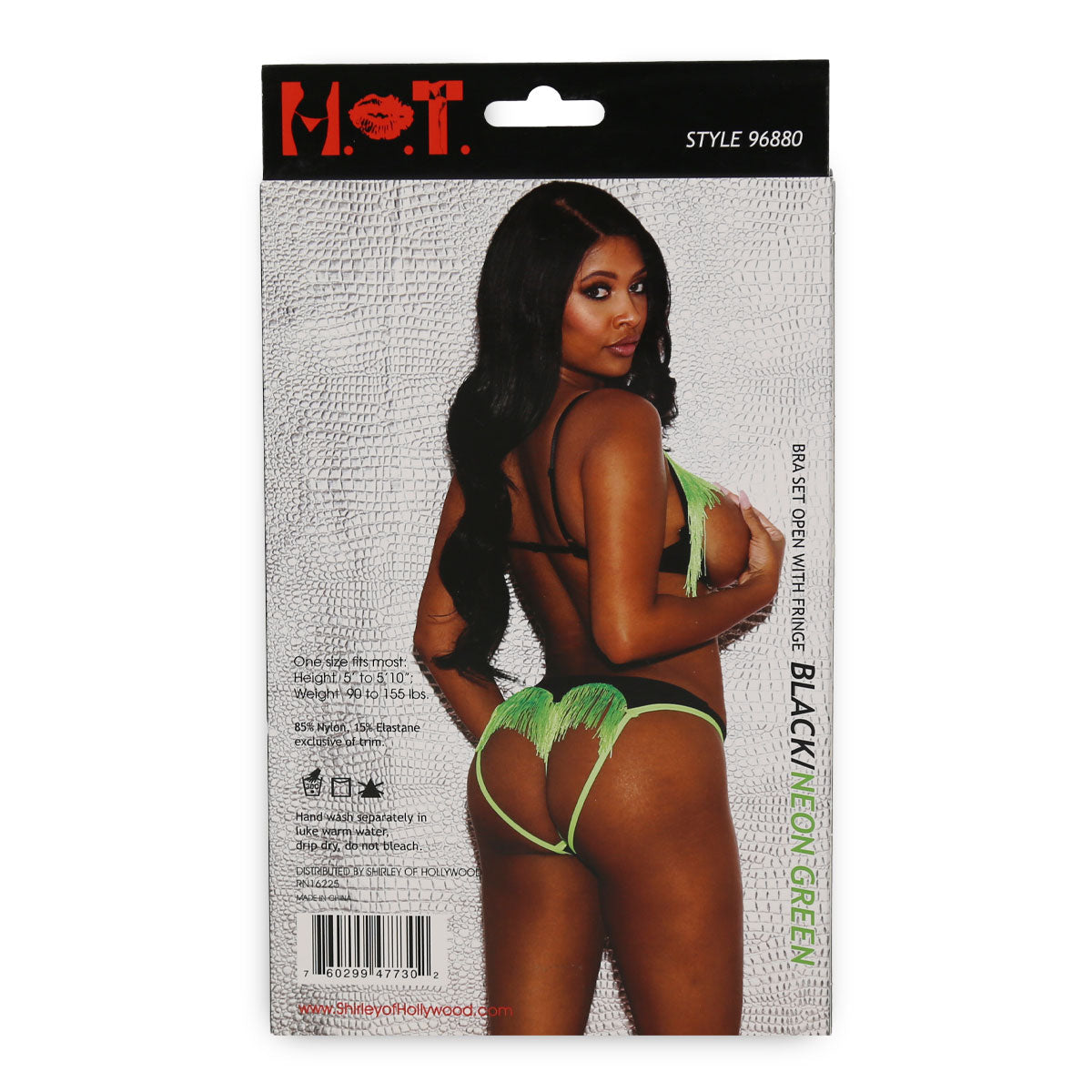 H.O.T - Bra Set Open w Fringe 2pc - Black/Neon Green - One Size