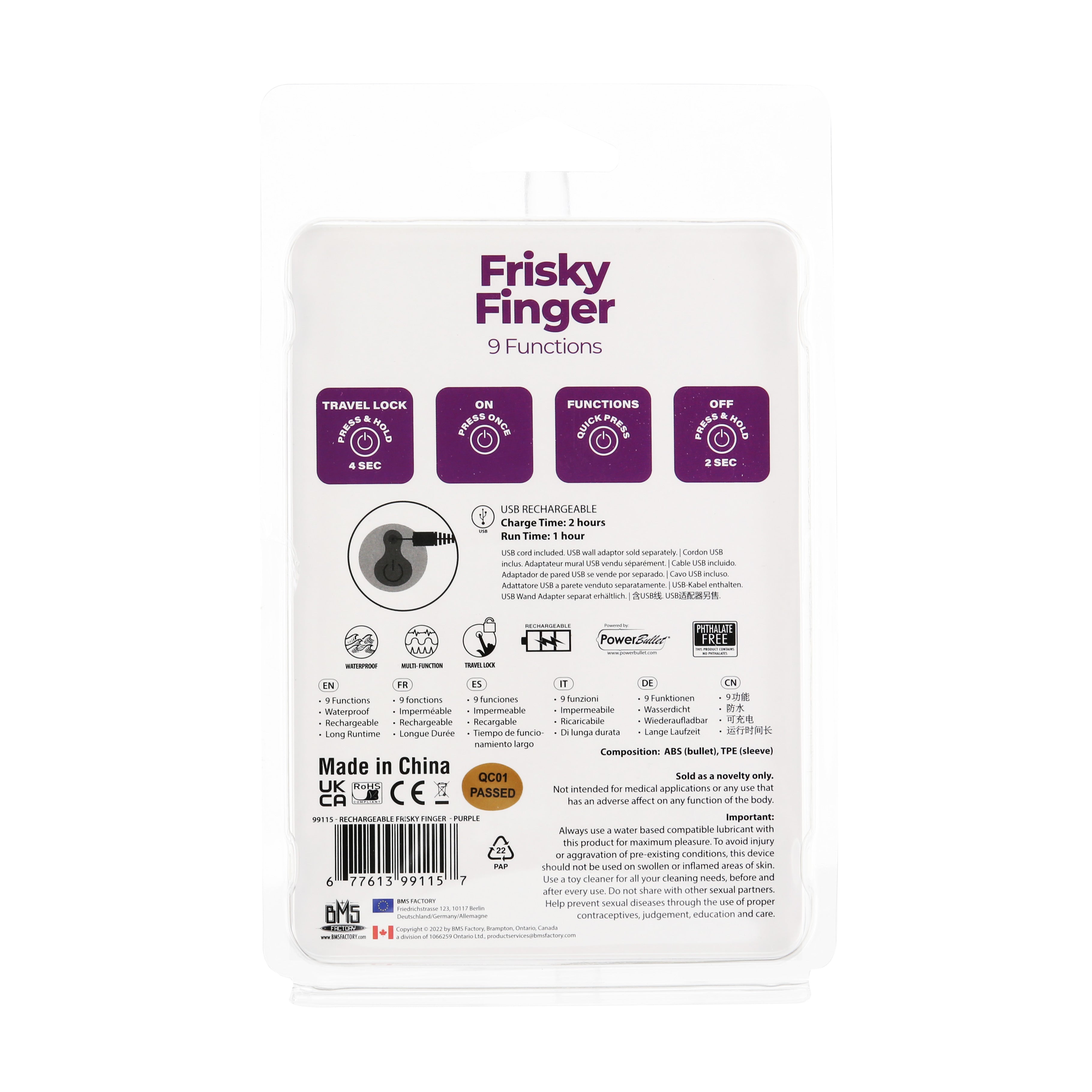 Doigt Coquin Rechargeable - Vibrateur et Stimulateur Clitoridien - Violet