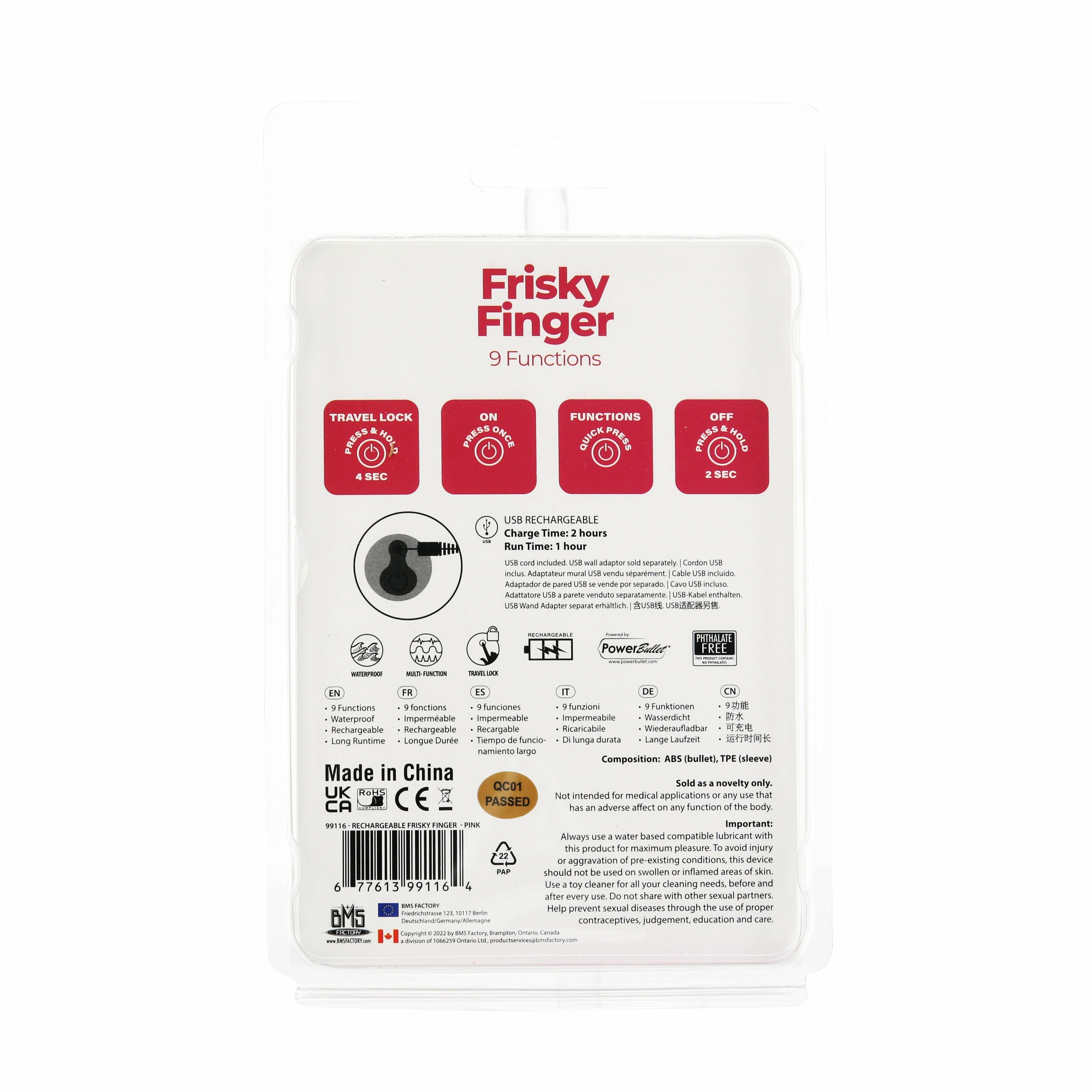 Rechargeable Frisky Finger - Vibrator & Clitoral Stimulator - Pink