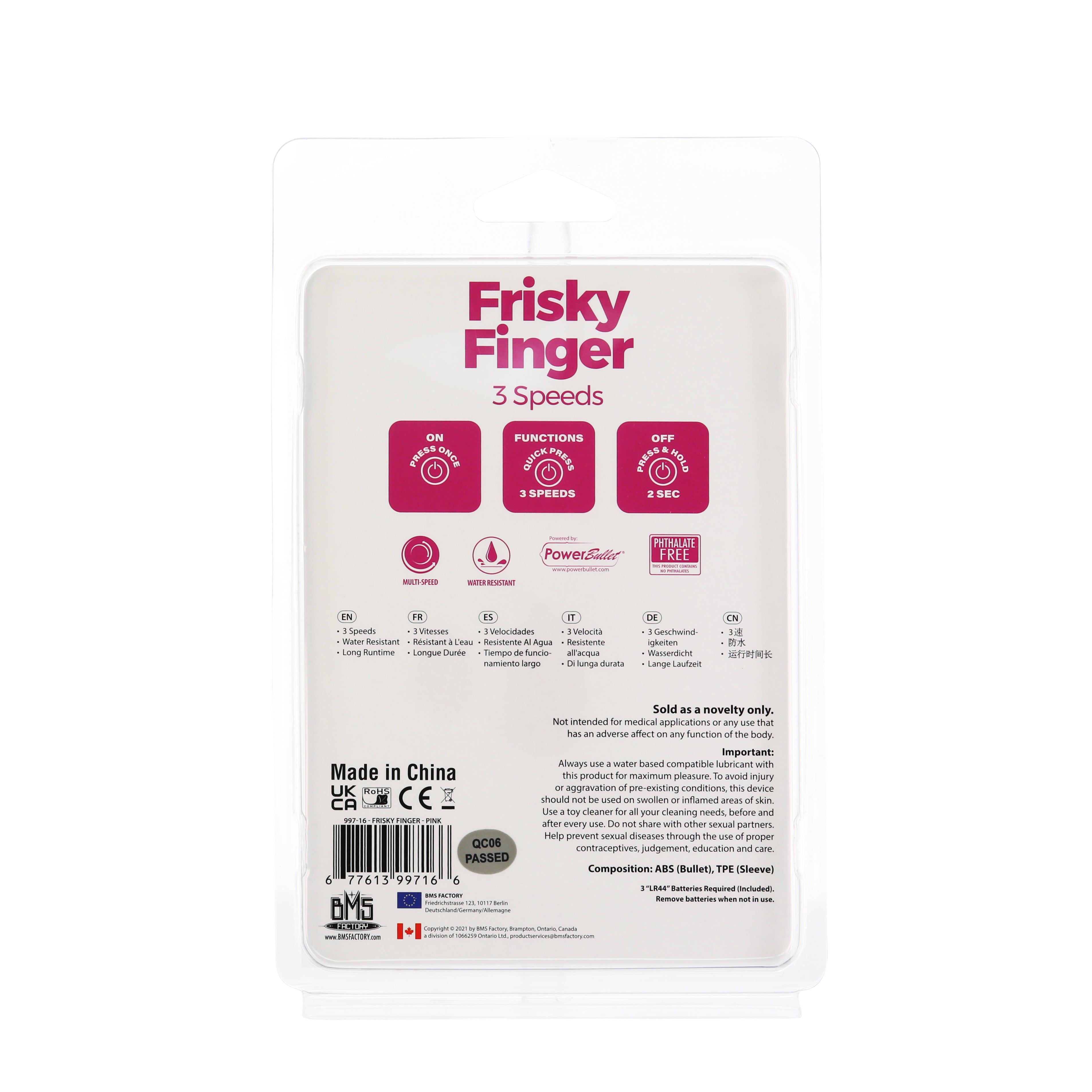 PowerBullet - Vibrateur de doigt Frisky - Rose