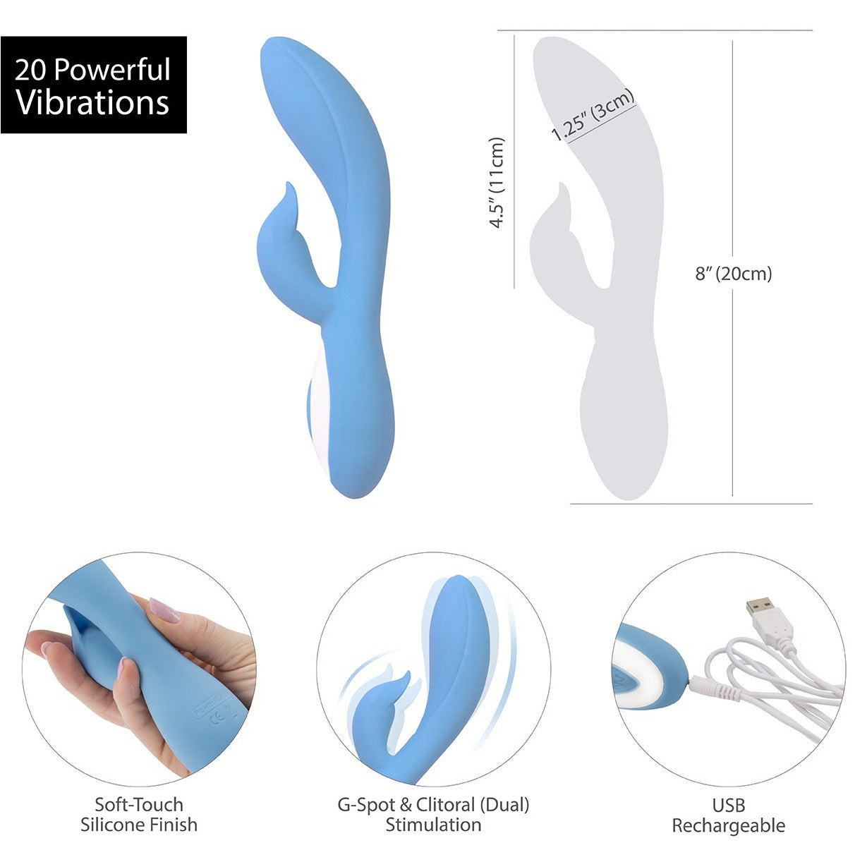 Wonderlust - Harmony - Vibromasseur Lapin - Rechargeable - Bleu