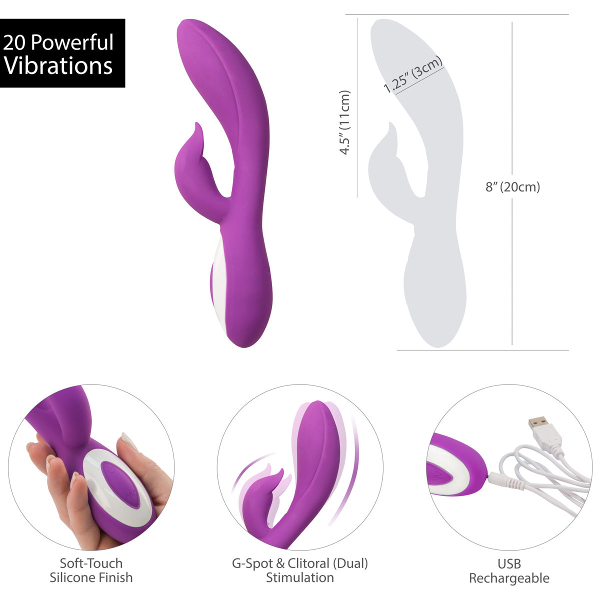 Pure Love® - Vibrateur Point G Lapin - Violet