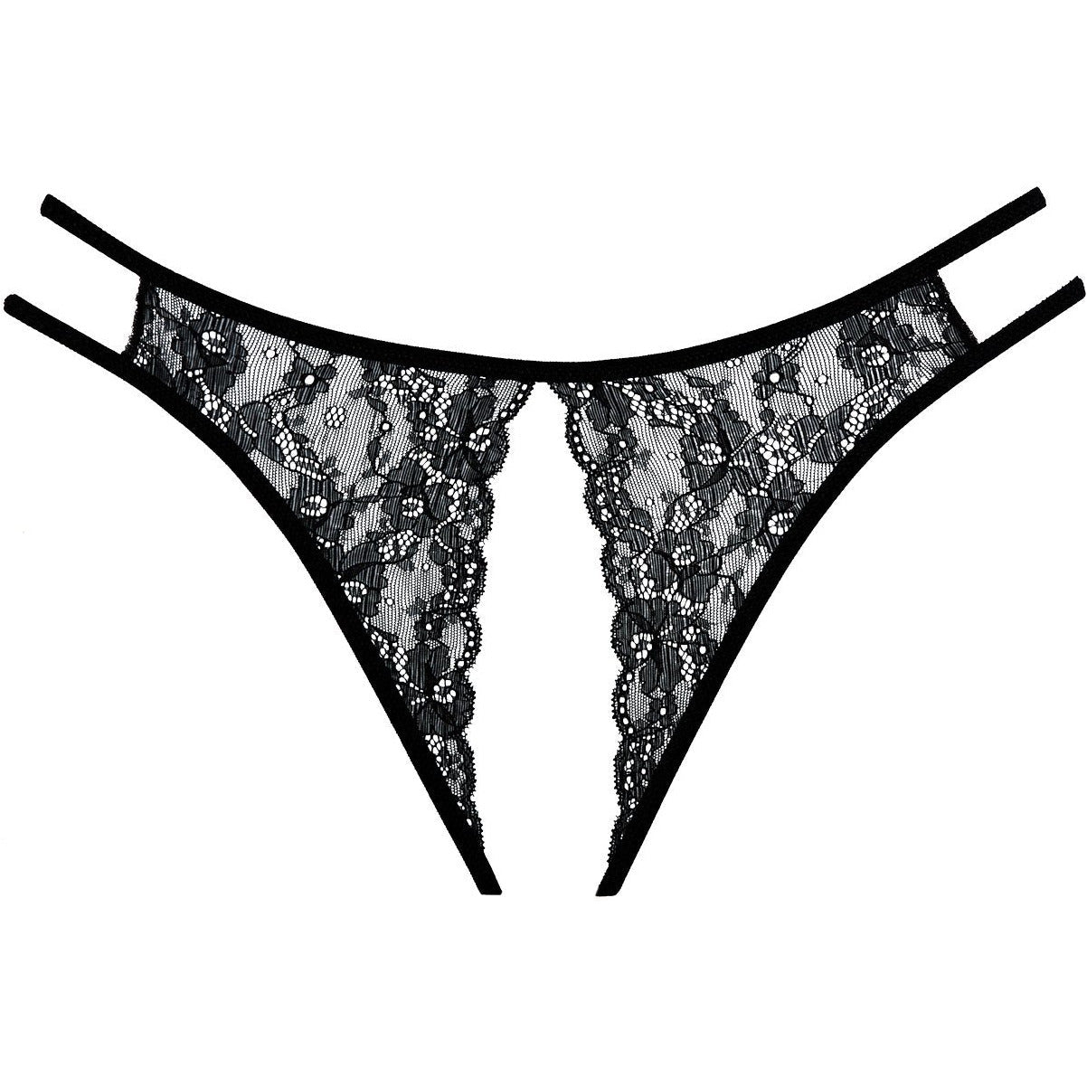 Adore by Allure - Culotte miellée en dentelle festonnée ouverte à l'entrejambe - Noir