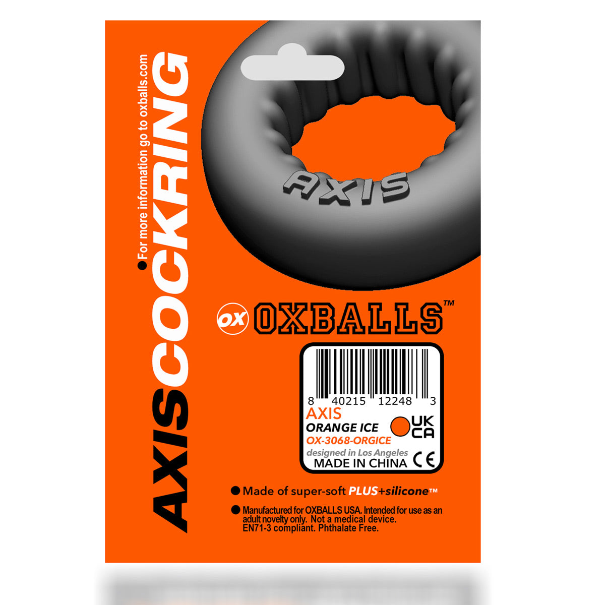 OXBALLS - AXIS Rib Grip Cock Ring - Orange