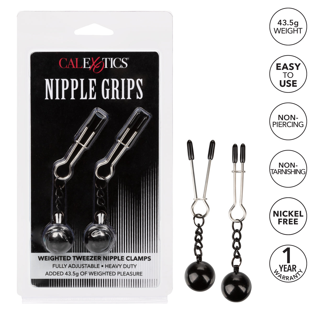 CALEXOTICS NIPPLE GRIPS WEIGHTED TWEEZER NIPPLE CLAMPS