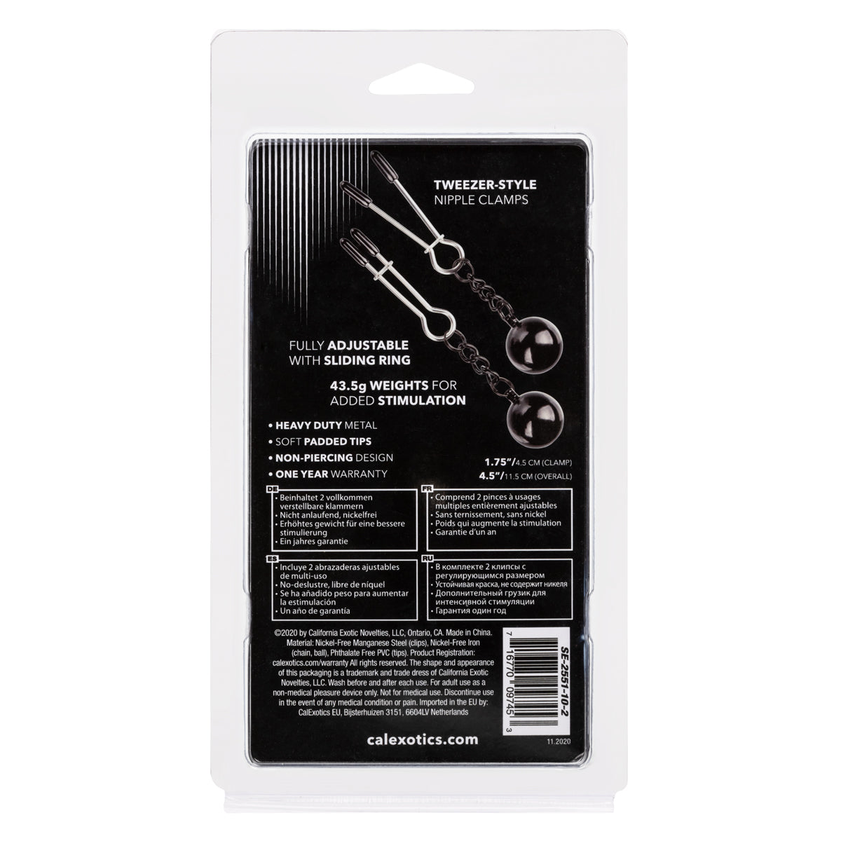 CALEXOTICS NIPPLE GRIPS WEIGHTED TWEEZER NIPPLE CLAMPS
