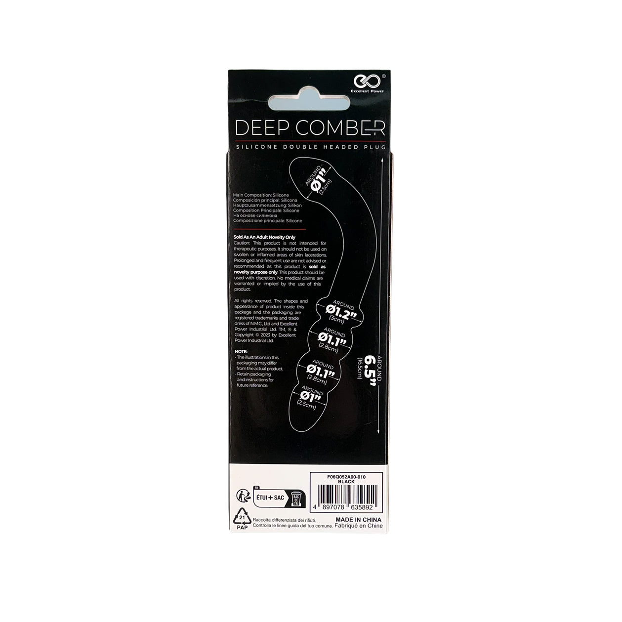NMC – Deep Comber – Vibromasseur double tête en silicone – 16,5 cm – Noir
