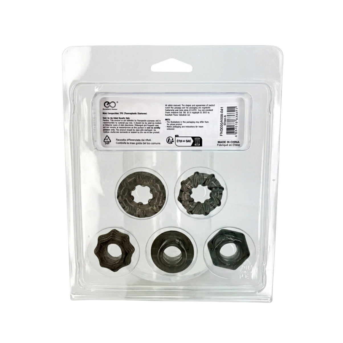 NMC – Hardcore Powerful Set – Hygienic Ornaments – 5 Rings – Black