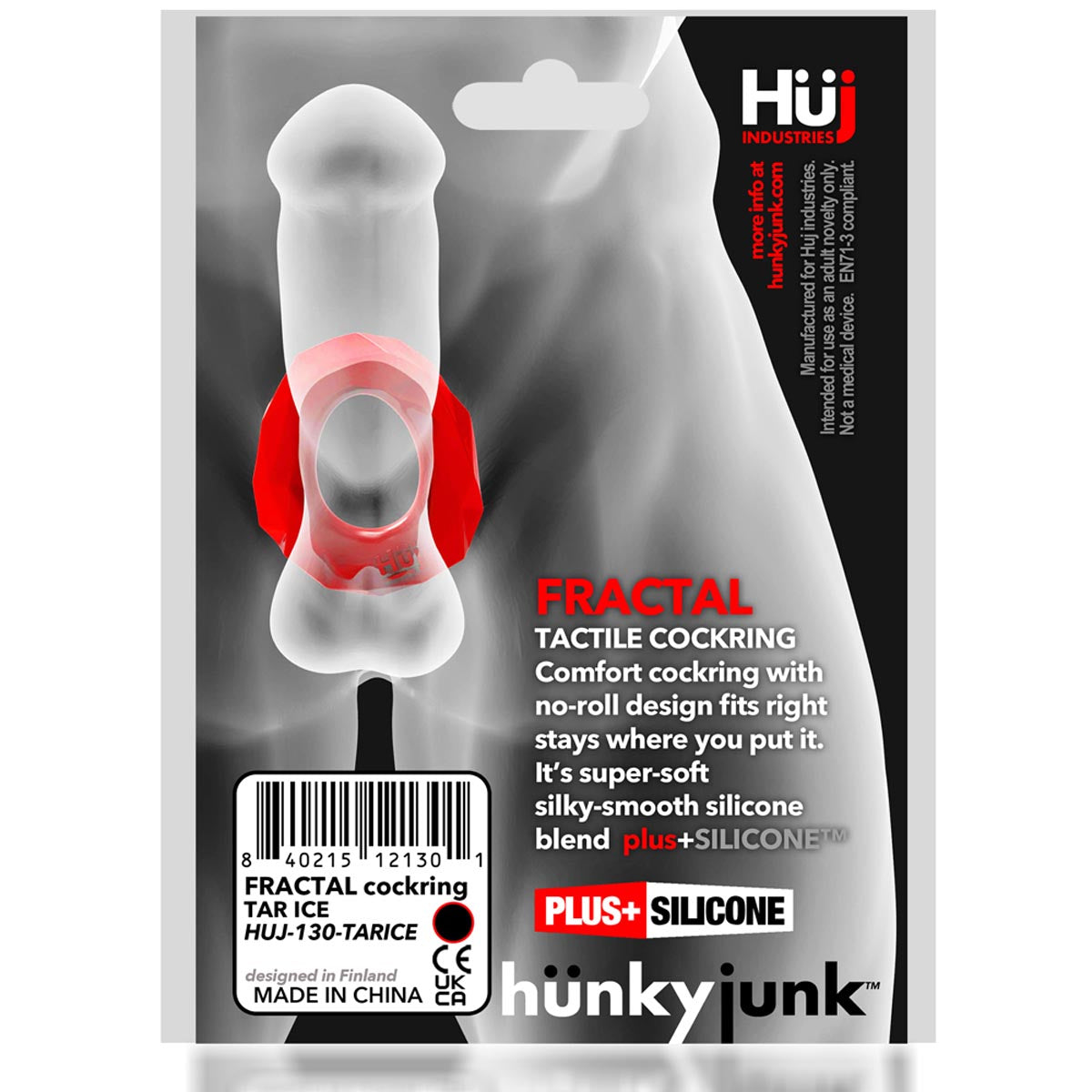 Oxballs - Hünkyjunk™ Anneau pénien tactile Fractal – Glace claire