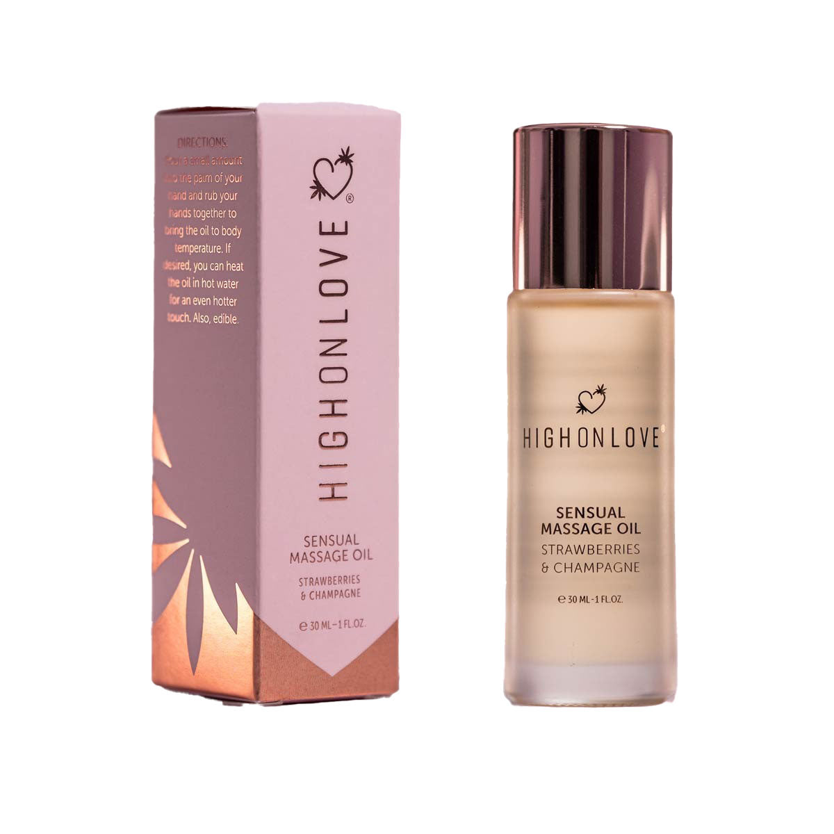High on Love Huile de Massage Sensuelle Fraises & Champagne – 30 mL