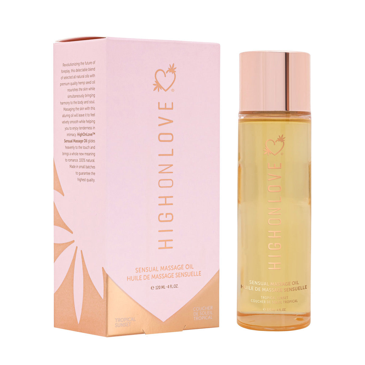 High On Love - Huile de massage sensuelle – Coucher de soleil tropical – 120 ml / 4 oz.