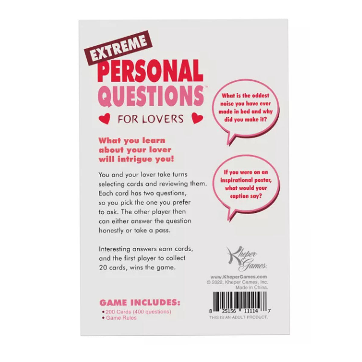 Kheper Games Questions personnelles extrêmes pour les amoureux