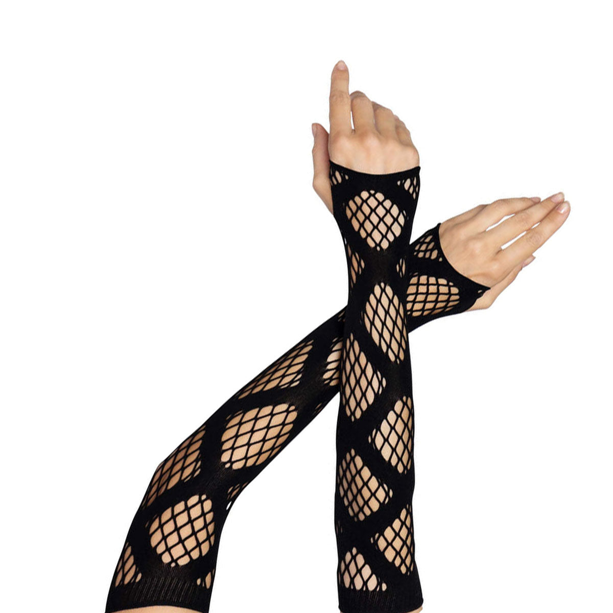 Leg Avenue - Faux Wrap Industrial Net Arm Warmers - One Size - Black